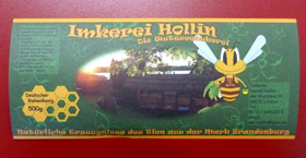 Beispiel für ein trockengummiertes Honig Etikett, farbig bedruckt