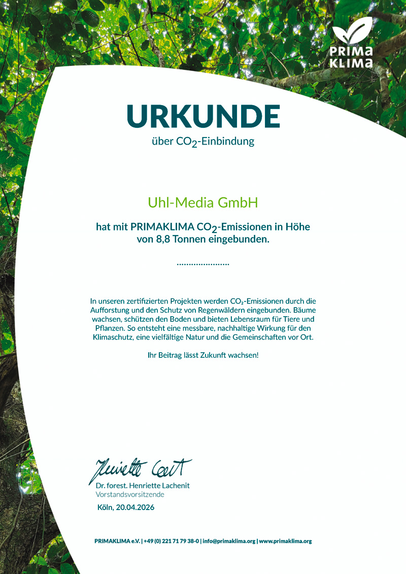 CO2-Kompensation-Klimaschutz-Urkunde